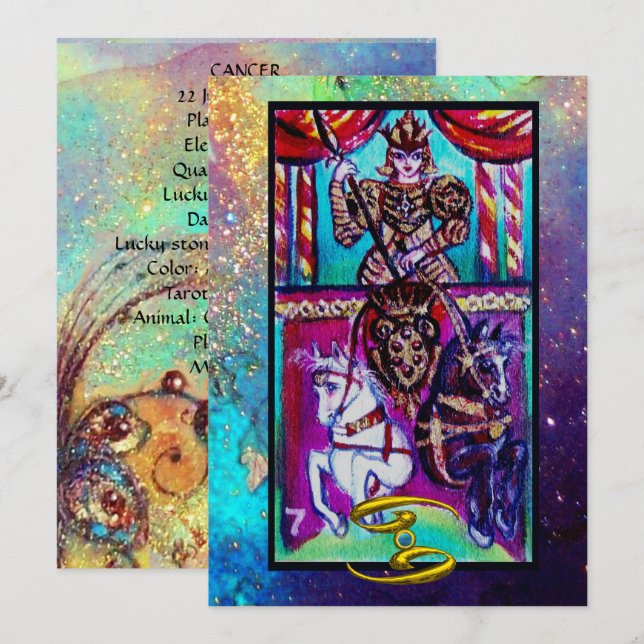 CARTE ANNIVERSAIRE DU CANCER, DE L'ASTROLOGIE DU TAROT D (Devant / Derrière)