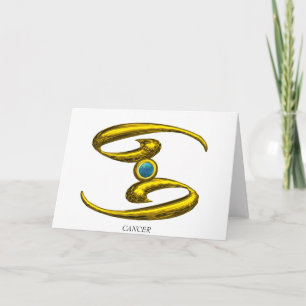 Carte Anniversaire du CANCER Opale Bleue et Zodiaque Or