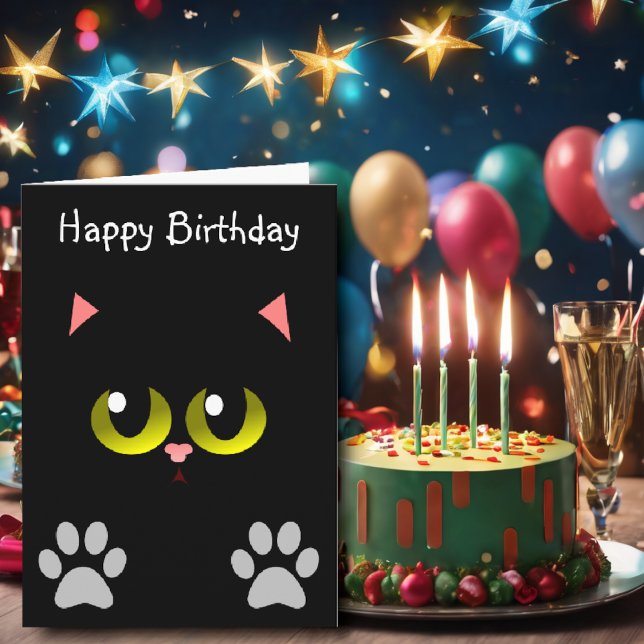 Carte Anniversaire du chat noir (Créateur téléchargé)