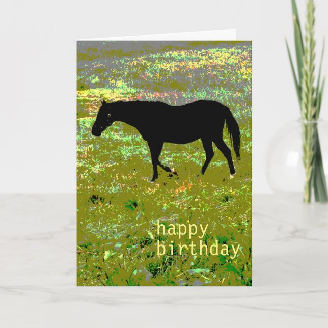 Carte Anniversaire du cheval noir (Devant)
