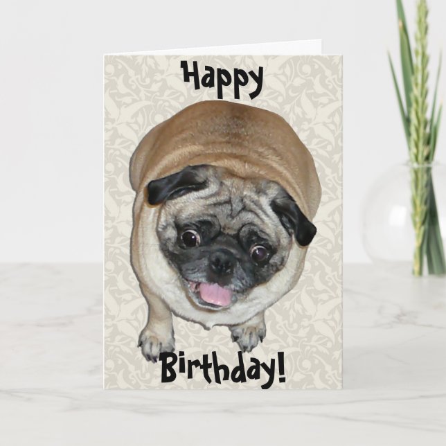 Carte Anniversaire du chien de Carlin mignon (Devant)