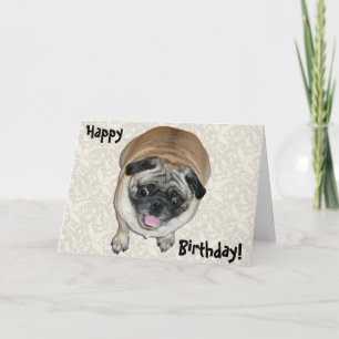 Carte Anniversaire du chien de Carlin mignon
