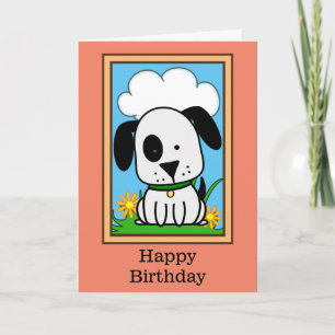 Carte Anniversaire Du Chien Noir Et Blanc