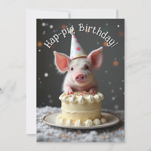 Carte Anniversaire du cochon de Hap (Devant)