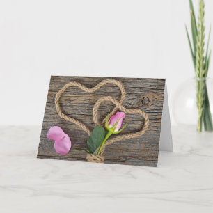 Carte Anniversaire du coeur de la corde et du Rose