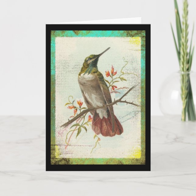 Carte Anniversaire du colibri vintage (Devant)