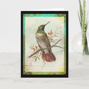 Carte Anniversaire du colibri vintage