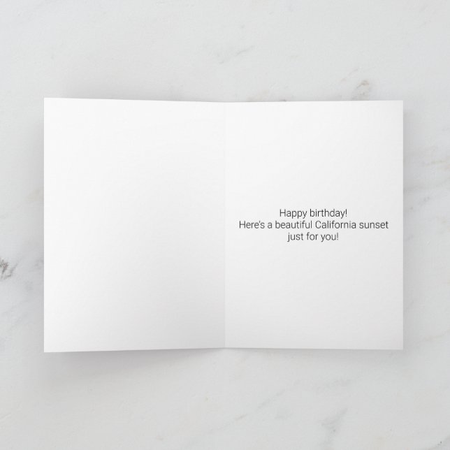Carte Anniversaire du coucher de soleil en Californie (Intérieur)