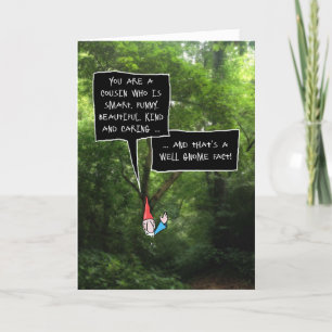 Carte Anniversaire du Cousin féminin, Gnome humoristique