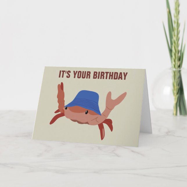 Carte Anniversaire du crabe fou portant un Casquette de  (Devant)
