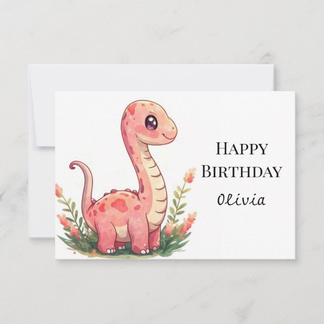 Carte Anniversaire du dinosaure Whimsical moderne (Devant)