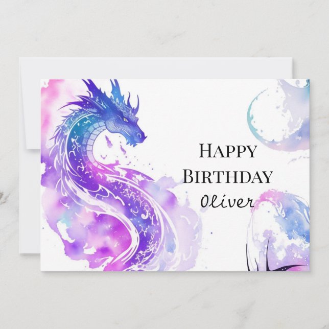 Carte Anniversaire du dragon majestueux (Devant)