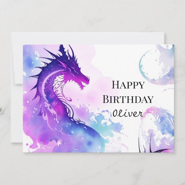 Carte Anniversaire du Dragon Personnalisé Moderne (Devant)