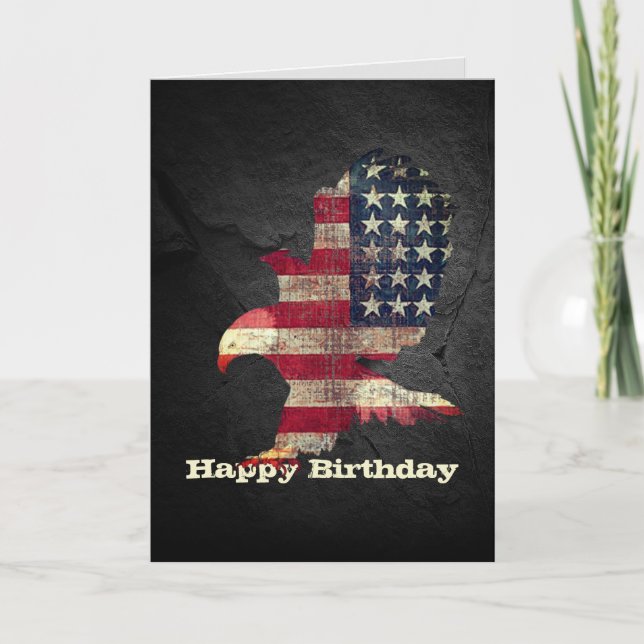 Carte Anniversaire du drapeau et de l'aigle à tête blanc (Devant)