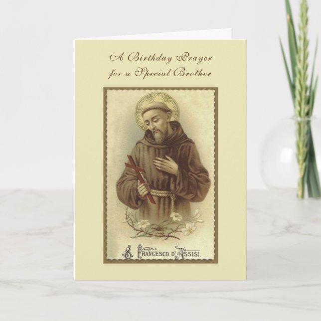 Carte Anniversaire du Frère catholique Saint-François (Devant)