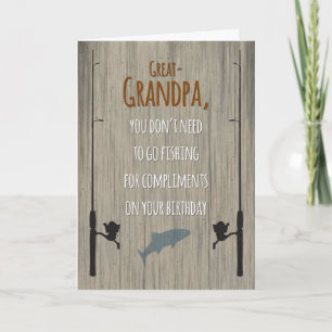 Carte Anniversaire du Grand-Grand-Père, pêche pour compl