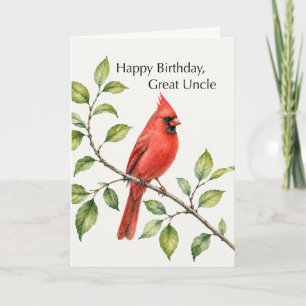Carte Anniversaire du Grand-Oncle Cardinal Rouge sur une