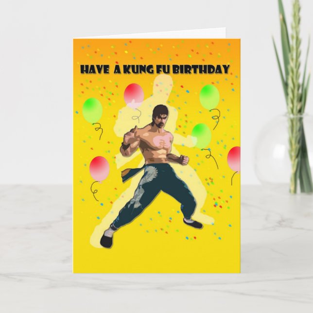 Carte anniversaire du kung fu (Devant)