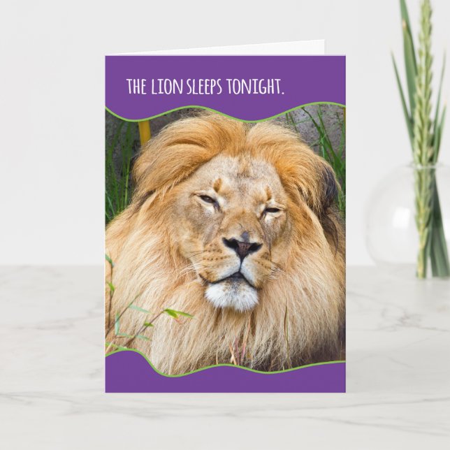 Carte Anniversaire du lion endormi (Devant)