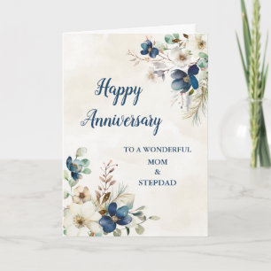 Carte Anniversaire du Mariage Blue Mom and Stepdad