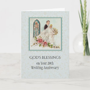 Carte Anniversaire du Mariage catholique Mariée et fille