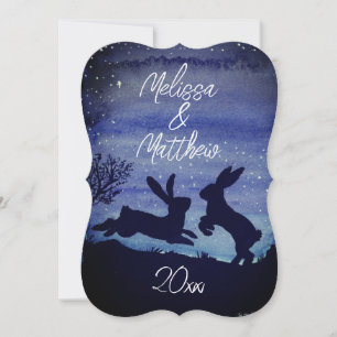 Carte Anniversaire du Mariage de nuit bleu lapin personn