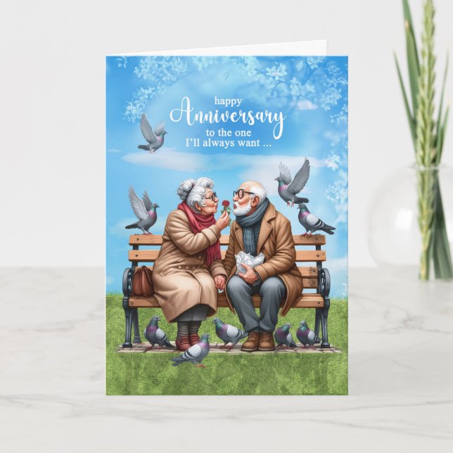 Carte Anniversaire du Mariage du conjoint sur banc (Devant)