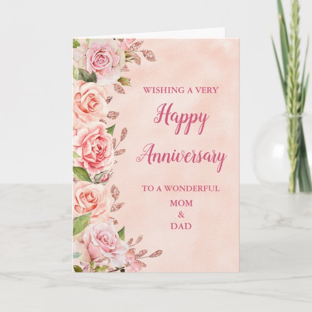 Carte Anniversaire du Mariage Pink Mom and Dad (Devant)