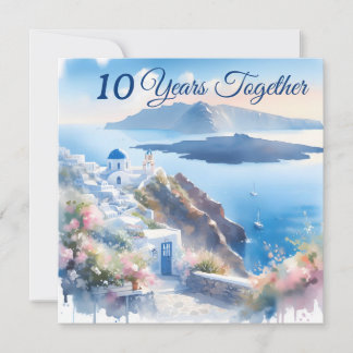 Carte Anniversaire du Mariage Santorini Aegan Dreamscape