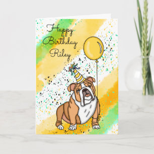 Carte Anniversaire du mignon Bulldog