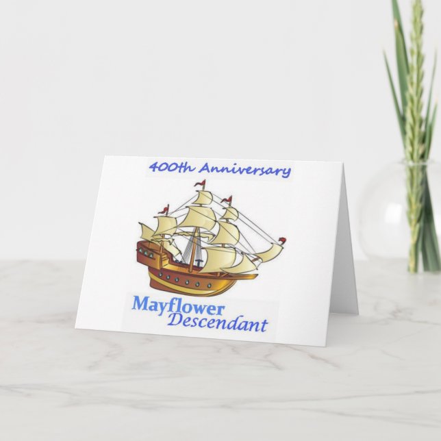 Carte Anniversaire du navire à voile Descendant Mayflowe (Devant)