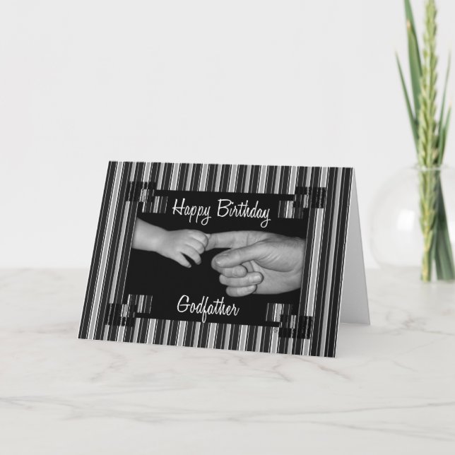 Carte Anniversaire du parrain Noir avec Pinstripes (Devant)