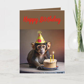 Carte Anniversaire du petit singe mignon