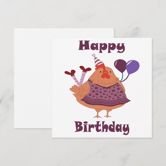 Carte Anniversaire du poulet (Devant / Derrière)