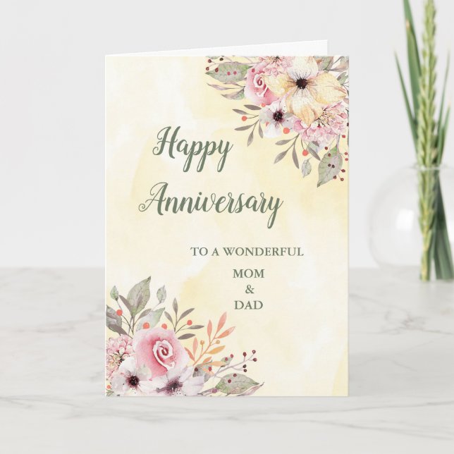 Carte Anniversaire du Printemps maman et papa (Devant)