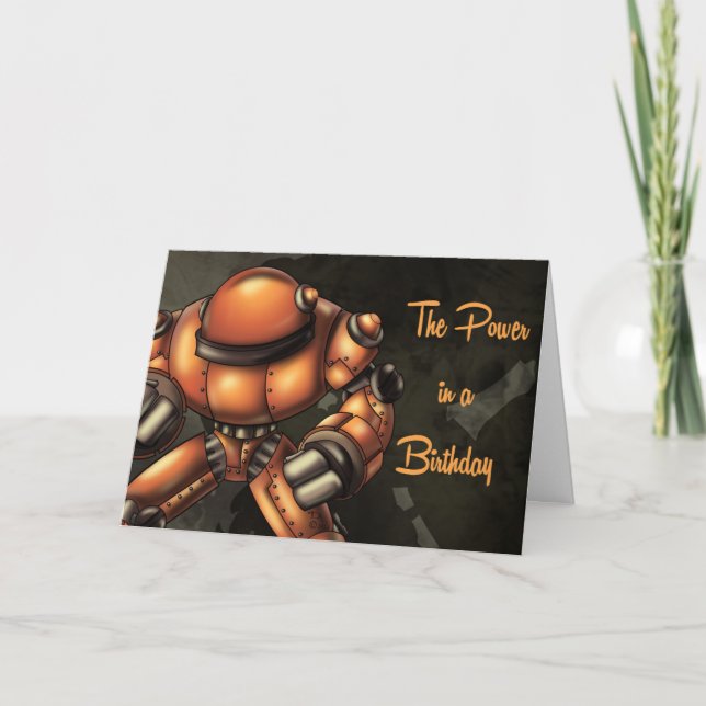Carte Anniversaire du robot orange (Devant)