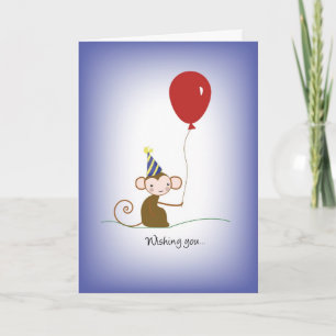 Carte Anniversaire du singe et du ballon