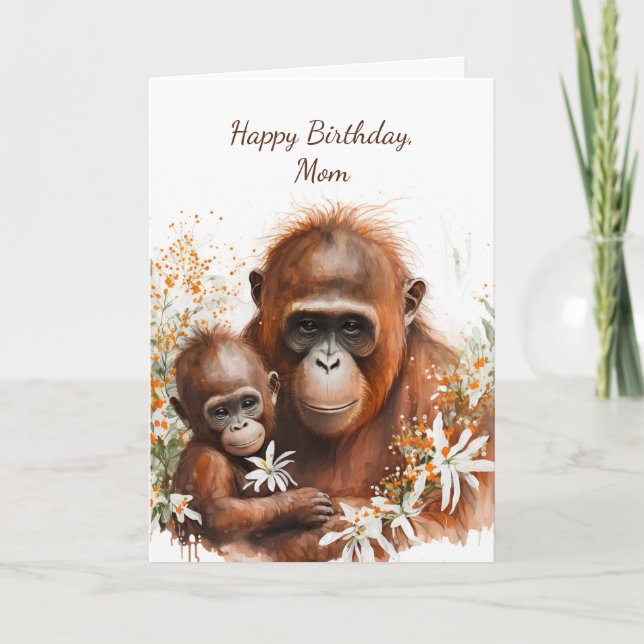 Carte Anniversaire du singe et du bébé (Devant)