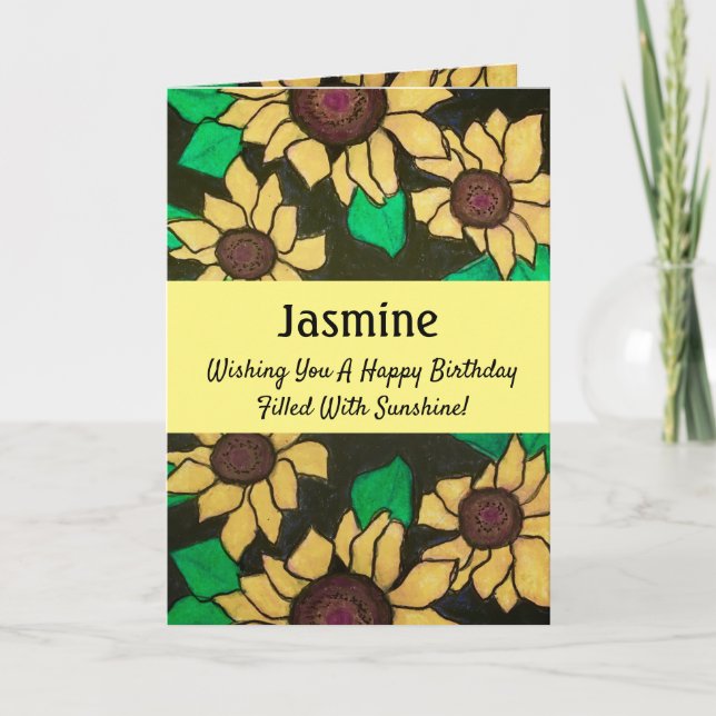 Carte Anniversaire du soleil Joyeux tournesol jaune vif (Devant)