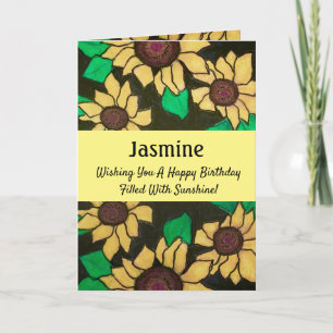 Carte Anniversaire du soleil Joyeux tournesol jaune vif