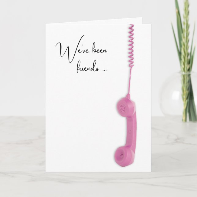 Carte Anniversaire du téléphone rose rétro (Devant)