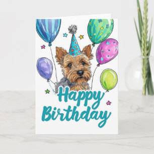Carte Anniversaire du Terrier australien avec ballons