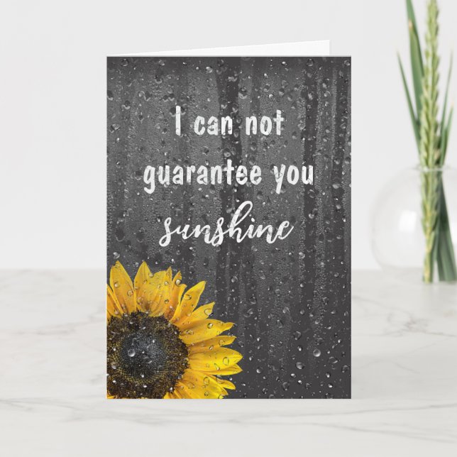 Carte Anniversaire du tournesol et des gouttes de pluie (Devant)