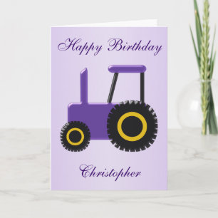 Carte Anniversaire du tracteur pourpre