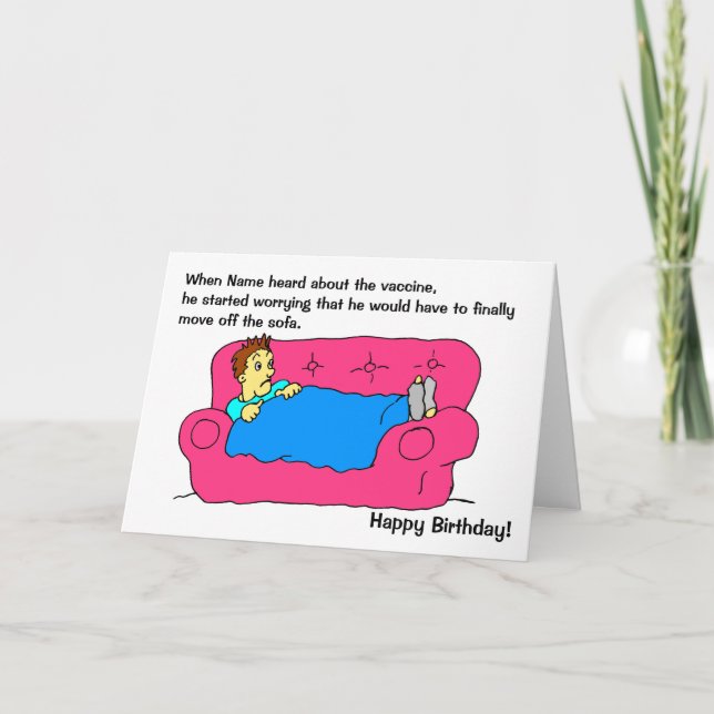 Carte Anniversaire du vaccin de confinement d'un homme d (Devant)
