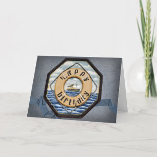 Carte Anniversaire du vieux bateau à vapeur