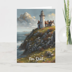 Carte Anniversaire du vieux phare sur une falaise rocheu