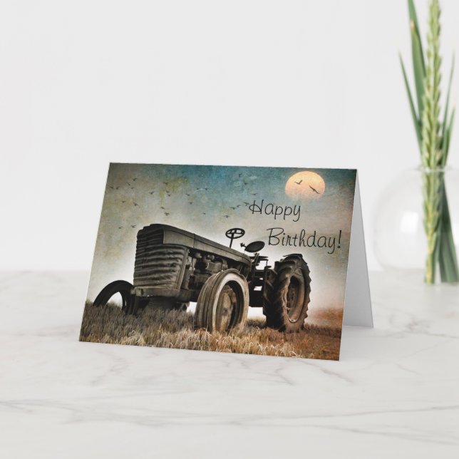 Carte Anniversaire du vieux tracteur (Devant)