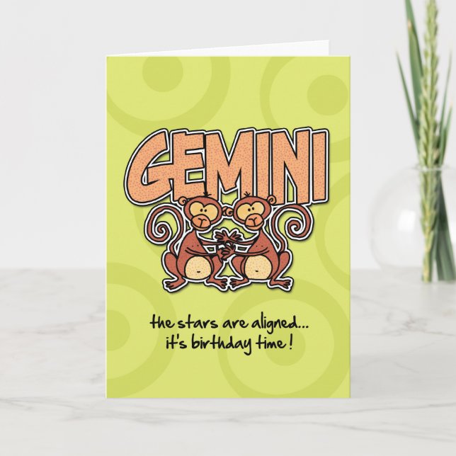 Carte Anniversaire du Zodiac - Gemini (Devant)