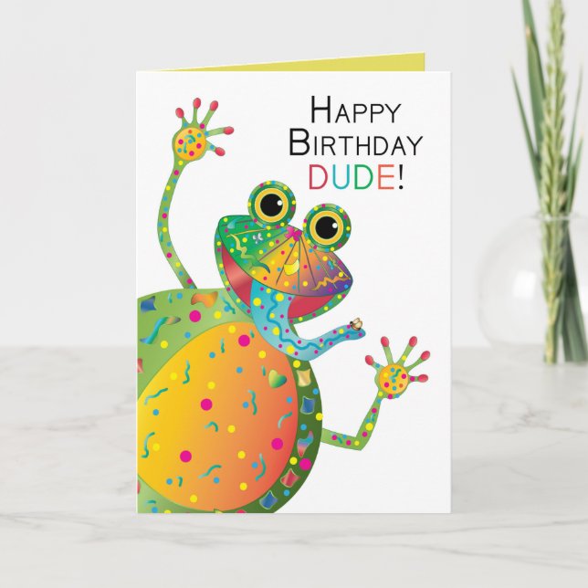 Carte Anniversaire, DUDE, Frog, Collection Kaleidoscope (Devant)
